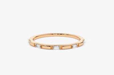 1/2 Ct Baguette Lab-Created Diamond Dainty Full Eternity Ring 14K Rose Gold Over