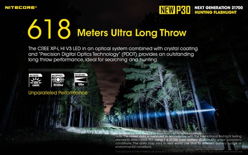 NITECORE NEW P30 1000 Lumen 676 Yard Long Throw Hunting Flashlight - Picture 6 of 11