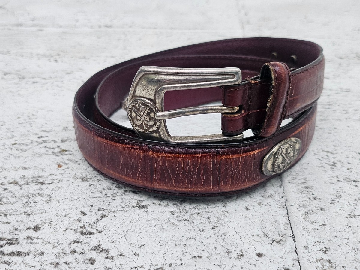 Vintage Brown leather belt with silver buckle‎ size 36 Nanni Brown Leather Stainless Silver Metal Belt Made In  main image 2
