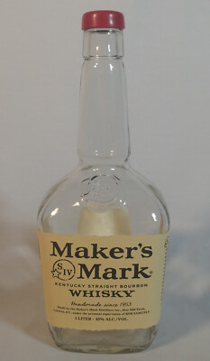EMPTY Maker's Mark Kentucky Straight Bourbon Whiskey 1 Liter No Wax Washed