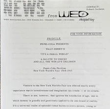 WED IMAGINEERING WALT DISNEY'S  IT'S A SMALL WORLD  1964 New York World's Fair