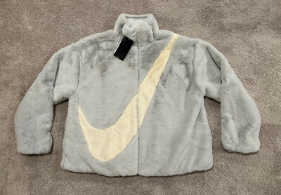 Women's Size XS Nike Sportswear Plush Faux Fur Swoosh Full