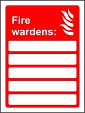 Fire Warden sign with 5 blank spaces Safety sign
