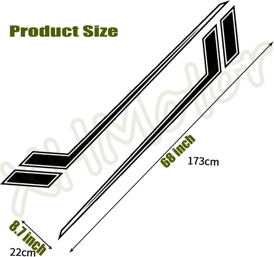 2X Calcomanías Adhesivas Hágalo Usted Mismo Modificadas Rayas Largas Decoración Lateral de Carrocería de Coche Foto 2 de 4