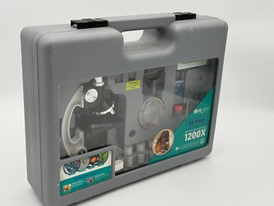 IQCrew 1200X Kids Microscope Kit 52pc Science Set Educational Lab Kit Complete