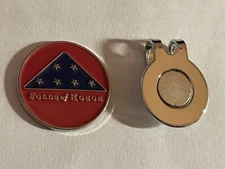Folds Of Honor 1" Flat Coin Style Golf Marker W/Bonus Hat Clip - A Great Deal! 
