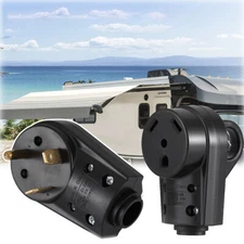 30 Amp RV Plug Male and Female Plug Set {Upgraded } with Handle Receptacle Plug