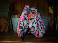 WONDER NATION GIRLS PINK LEOPARD PRINT CROSS OVER SLIPPERS SHOES SIZE 4-5 NEW