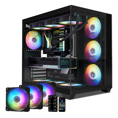 Vetroo AL900 Black  ATX / M-ATX / YTX Mid-Tower PC Case w /3x ARGB & PWM Fans