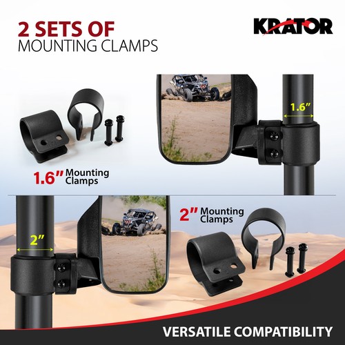 Krator UTV Side Mirrors for 1.6"- 2" Roll Bar Cage, Adjustable UTV Mirrors - Bild 2 von 8