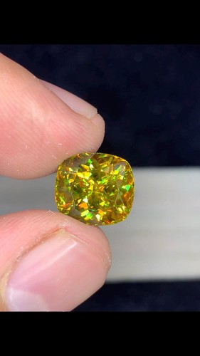3.70 Ct Natural Full Fire Sphene Titanite Cushion Cut Gemstone For Jewellery - Picture 2 of 6