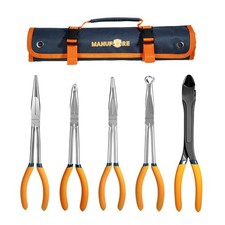 5piece 11inch Long Reach Needle Nose Pliers Set For Tight Spaces  Straight 45 