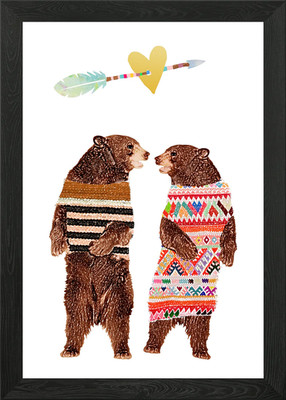 Gerahmtes Wandbild Poster Tanzendes Bärenpaar Leinwandbild Bild