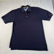 Tommy Hilfiger Polo Shirt Mens Large Navy Blue Excellent Pique Golf Short Sleeve