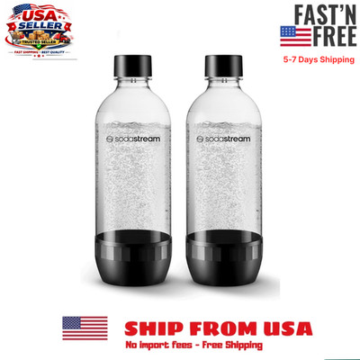Sodastream 1L Classic DWS Carbonating Bottle Black (Twinpack), Pack of 2