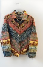 Vintage 90s Tapestry Blazer Jacket Horses Cowboy Equestrian Southwestern Size XL