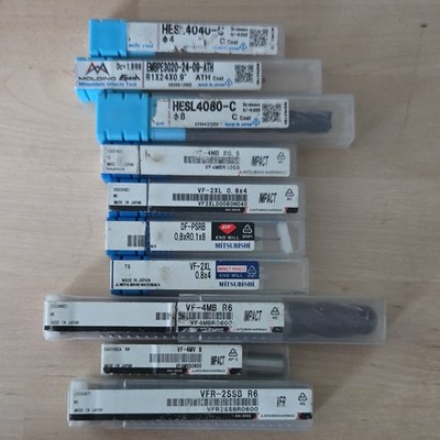 Mitsubishi and Moldino Carbide Endmill Lot Die Mold Ball Square Micro 10 pcs