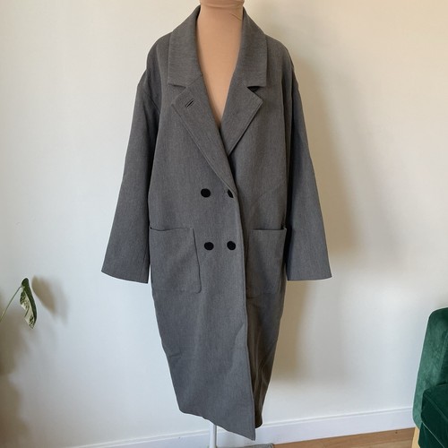 IRO Shepard Double Breasted Virgin Wool Gray Oversized Over Coat EUC FR 36/US 4 - Picture 1 of 12