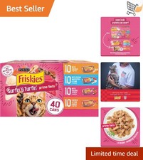 Wet Cat Food Variety Pack 40 Cans 5.5oz High Protein Real Meat No Artificial ...