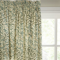 Morris & Co. Willow Bough Pair Lined Pencil Pleat Curtains Green W228 x Drop 137