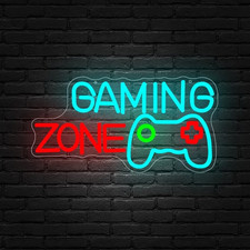 GAMING ZONE Insegna Neon LED Luminosa USB Personalizzata Gamepad Insegna Lampada