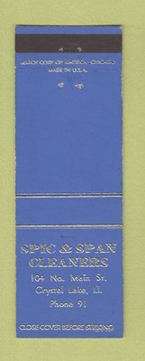 Matchbook Cover - Spic and Span Cleaners Crystal Lake IL low phone #