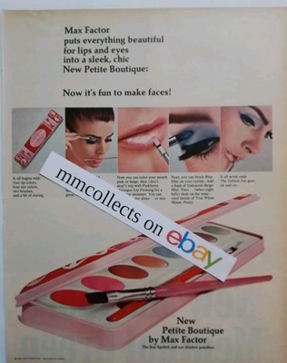 1966 Ad Max Factor Petite Boutique Lipstick Eyeshadow Paintbox Marlboro Menthol
