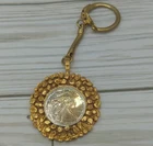 Vintage Coin Keychain Liberty In God We Trust Gold & Silver Tone