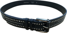 Emporio Armani Womens Metal Studded Leather Belt 75cm (fits 26”) Black RRP £175