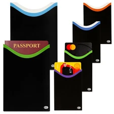 RFID Blocking Credit Card  Passport Sleeves 4 Short Side Credit Card  2 Passp...