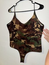 poly esther Camo Thong Bodysuit XL Regular Snap Closure Straps