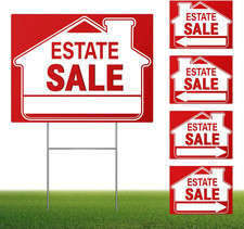  5 Pack Estate Sale Signs Set - 16 X 12 Inch Double-Sided Yard Signs with Arrow