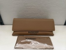 Burberry Small Soft Brown Leather Eyeglass Case With Mag Snap Closure Cloth.