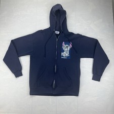 Y2K Disneyland Stitch Zip Hoodie Navy Blue Full Zip Disney Resort