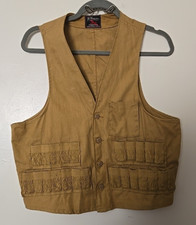 VTG 50s JC Higgins Sears Canvas Hunting Vest Shell Pockets Brown Duck Men S/M