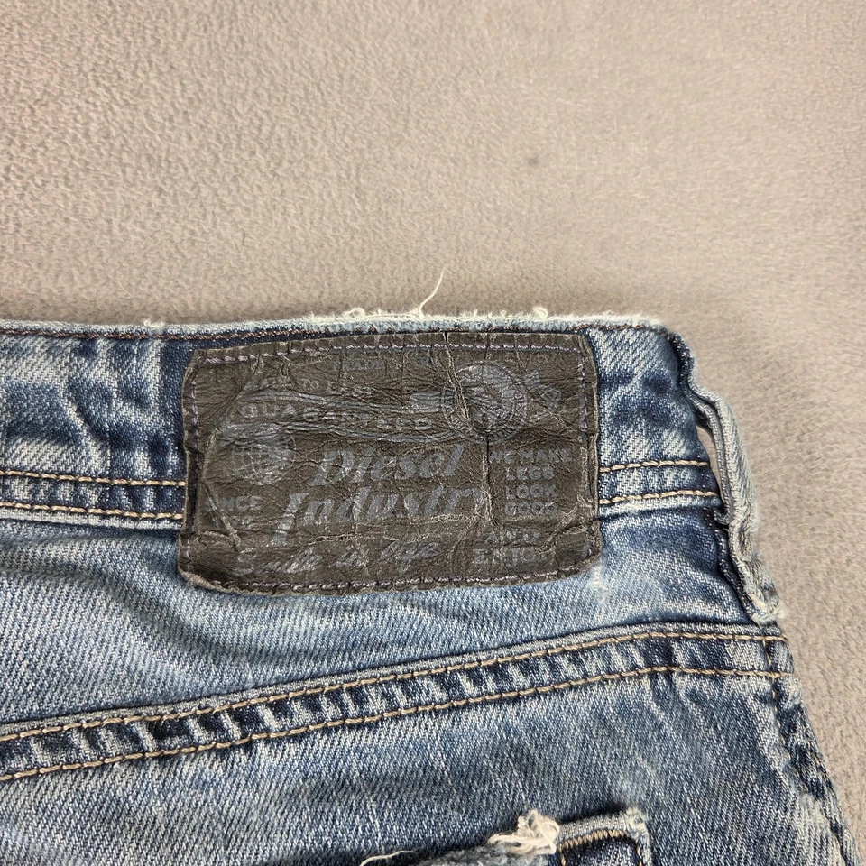 Diesel Jeans Mens 32x30 Blue Zatiny Bootcut Distressed Stretch Made Italy 008SV - Image 3 of 4