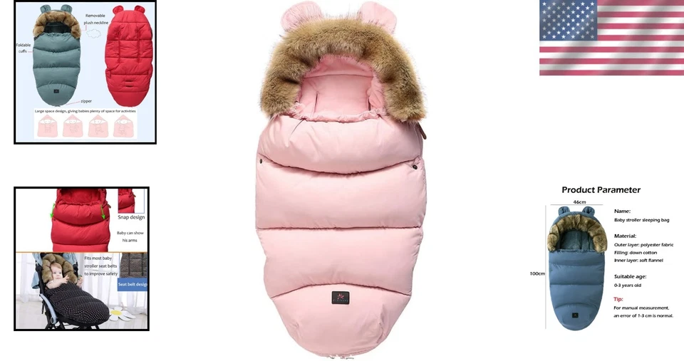 Elegante Saco Rosa para Cochecitos de Bebé - Calidez, Seguridad y Comodidad Combinadas Foto 2 de 4