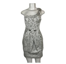 Moulinette Soeurs Dress Sz 0 Silver One-Shoulder Clubwear Cocktail Holiday Party