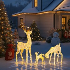 3Pieces Lighted Christmas Reindeer Family Set In/Outdoor Holiday Decoration