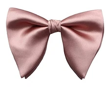 Mens Oversized Satin Silk Bow Tie Solid Color Formal Tuxedo C- Champagne Pink