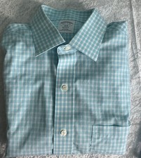 Brooks Brothers Regent Mens Dress Shirt 16 1/2 32/33 Sleeve Blue Whte non iron