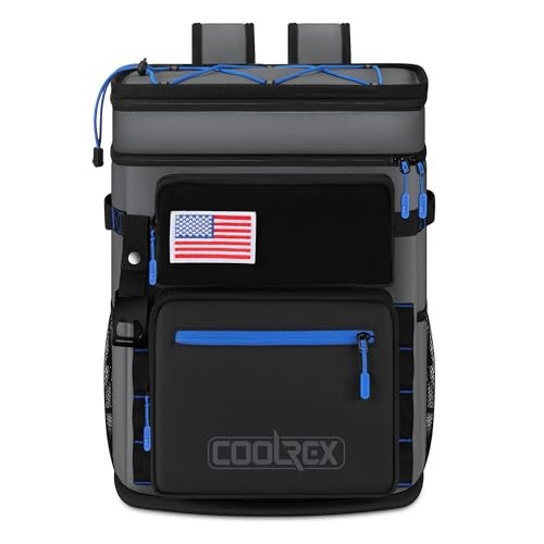 36 Can Cooler Backpack With 2 Insulated Compartments Gray