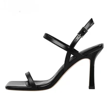 Women Square Toe Sandals Ankle Strap 9.5CM Heeled Stiletto High Heels Pumps