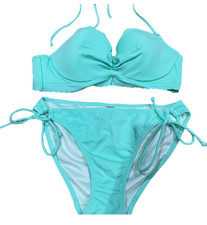 Victoria Secret Two Piece Turquoise Bikini Suit - Size 34B Top/Bottoms Small