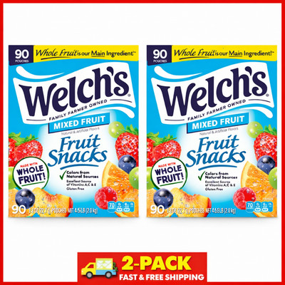2 Pack Welch s Fruit Snacks Mixed Fruit 0.8 oz 180 Ct Pack Lunchbox Treat