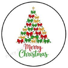 MERRY CHRISTMAS BOW TREE ENVELOPE SEALS LABELS STICKERS PARTY FAVORS