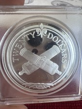 1985 British Virgin Islands $20 Silver Proof Coin .5677 oz Crossed Cannons