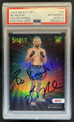 2023 Panini Select UFC Bo Nickal Color Wheel RC Auto Autograph Rookie #10 PSA 9