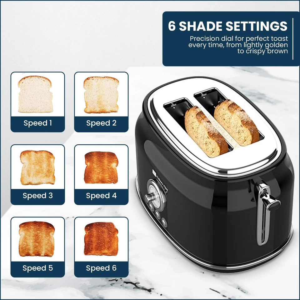 , 2 Slice Toaster, Retro Style, Wide Slot for Bread, English Muffins, Croissa... - Image 4 of 4