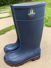 Northerner Waterproof Blue Tall Rubber Rain/Muck Boots Sz 7 (37 EU) Made In USA 